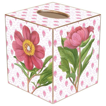 TB347 - Pink Peony on Provencial Print Tissue Box Cover