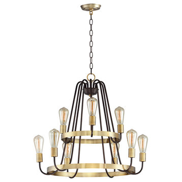 Haven 9-Light Chandelier, Oil Rubbed Bronze and Antique Brass
