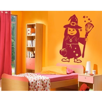 Little Witch, Halloween Wall Decal, Gentian, 24"x33"