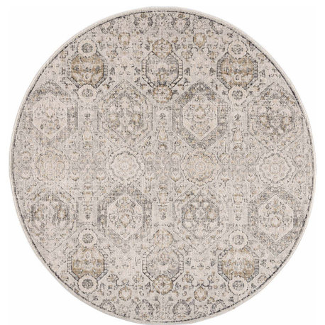 Hauteloom Parkerfield Blue Area Rug, Beige/Black/Gray, 7'10" Round