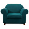 Subrtex 2-Piece Spandex Stretch Sofa Slipcover, Turquoise, Chair