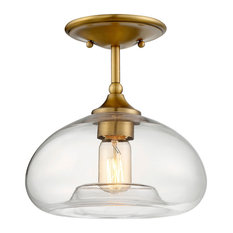 1-Light Semi Flush Mount Light, Natural Brass
