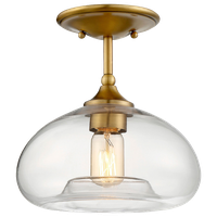 1-Light Semi-Flush Mount, Natural Brass