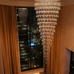 Large Crystal Suspension Light Fixture Dazzling Rain Chandelier Modern - Chandeliers