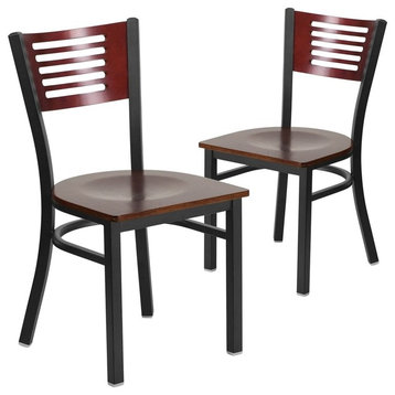 Hercules Series Black Decorative Slat Back Metal Chairs, Set of 2