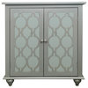 Salsa 2 Door Mirrored Entryway Accent Storage Cabinet, Gray Silver Wood