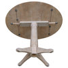 42" Round dual drop Leaf Pedestal Table - 30.3 "H, Washed Gray Taupe