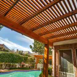 Backyard with two Polygal Covered Pergolas - Pergolas