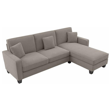 Stockton 102W Couch with Reversible Chaise in Beige Herringbone Fabric