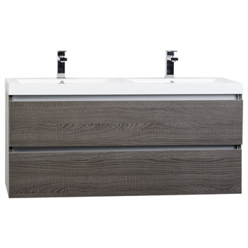 ConceptBaths 47" Wall-Mount Double Bath Vanity Set Gray Oak