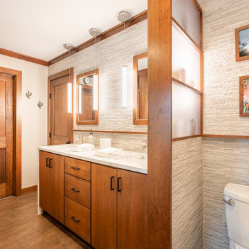 Warm Woody primary bath remodel