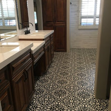 Black & White Cement Tile Bathroom