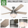 Hunter Fan Company 52" Mill Valley Matte Silver Ceiling Fan With Light