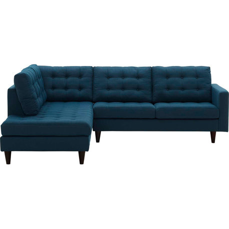 Empress 2-Piece Upholstered Fabric Left Facing Bumper Sectional, Azure