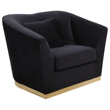 Arabella Velvet Upholstered Chair, Black