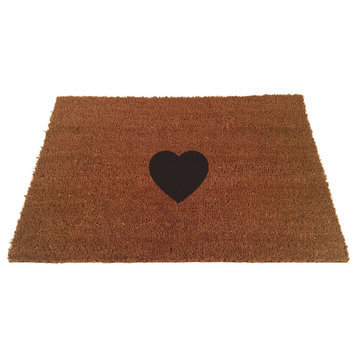 Heart Doormat, Black, 24"x35"