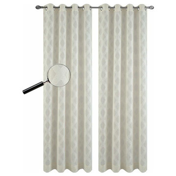 54"x96" Austin Sheer Curtain Panels With Grommets, Beige, Set of 2