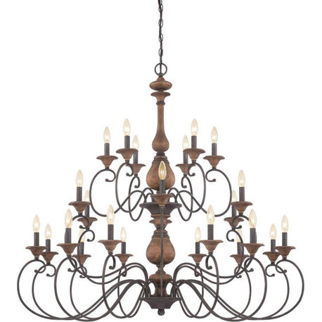 Traditional Twenty Four Light Chandelier in Rustic Black Finish - Chandelier