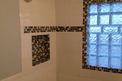bathroom tile and glass block window