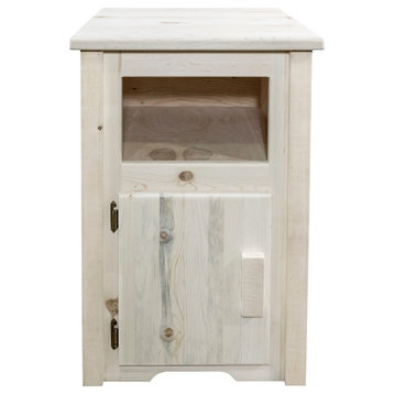 Homestead End Table with Door, Left Hinged, Clear Lacquer Finish