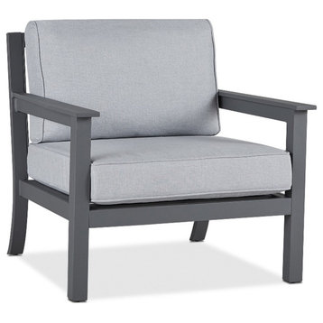 Real Flame Ortun Aluminum Outdoor Chair With Cushions in Gray