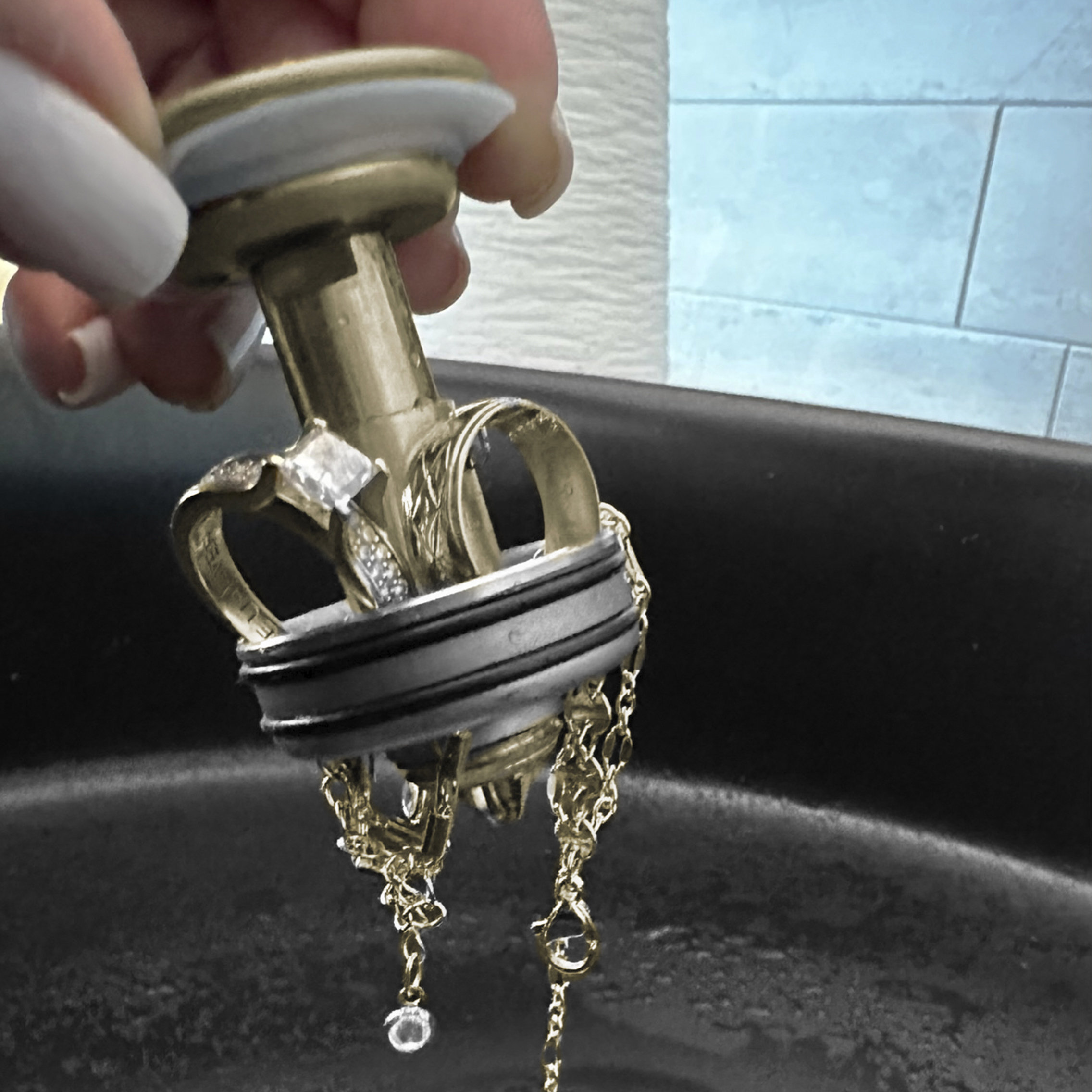 STYLISH Brushed Gold Standard Pop-Up Vessel Sink Drain with Overflow Set of 2