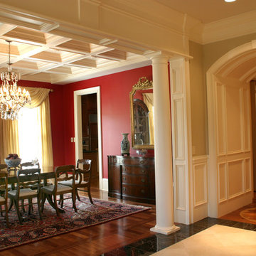 Dining room with coffered ceiling