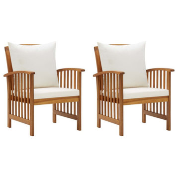 vidaXL Patio Chairs 2 pcs Patio Dining Chair with Cushions Solid Wood Acacia