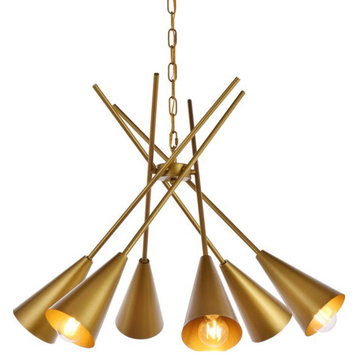 Elegant Lighting LD651D32 Casen 6 Light 32"W Sputnik Chandelier - Brass