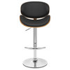 Armen Living Naples 34" Contemporary Faux Leather & Metal Bar Stool in Black