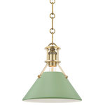 Hudson Valley Lighting - Painted No.2 Small 1-Light Pendant, Aged Brass, Leaf Green Shade - Painted No.2 has an effortless look, the result of careful consideration. A relaxed form with timeless style, three beautiful finish options make it feel fresh. Adjustable and utilitarian, approachable and universal, this collection adds texture through its components and charm through its many circle details.
