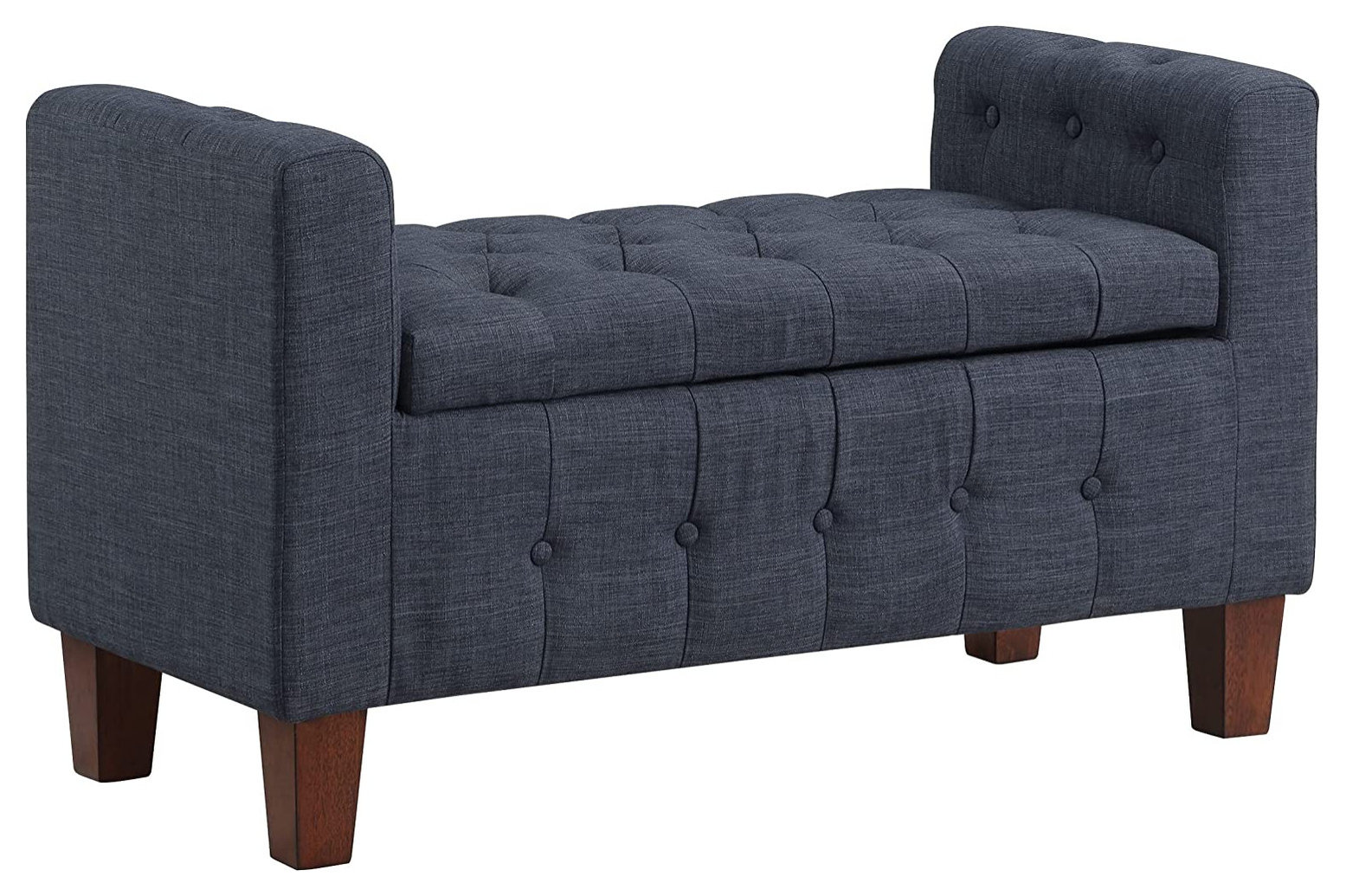 Button Down Bench Button Tufting Storage Bench with Soft-Close Hinges - Transitional ...