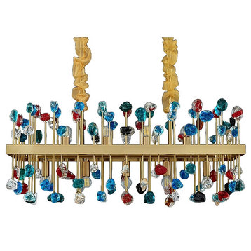 Modern colorful crystal chandelier for dining room, kitchen island, living room, 47.2", Colorful Crystal