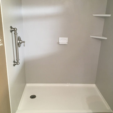 Smooth plain grab solid walls w/ mortar filled shower pan