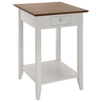 American Heritage 1 Drawer End Table with Shelf, Driftwood/White