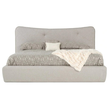 Hazel Italian Modern Light Gray Upholstered Bed, King
