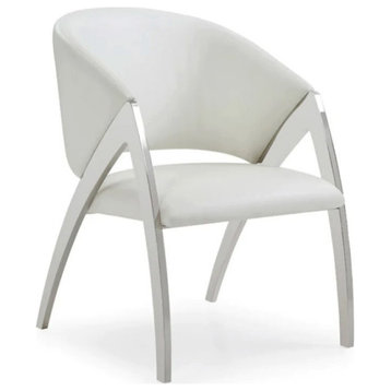 Evie Modern White Leatherette Accent Chair
