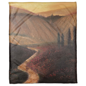 Tuscan Valley Path 1 50"x60" Coral Fleece Blanket