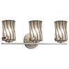 Wire Glass Atlas 3-Light Bath Bar, Cylinder/Flat, Nickel, Swirl/Clear, LED