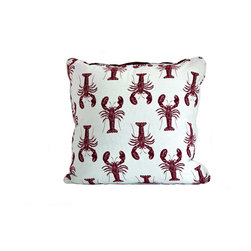 Lobster throw pillow cushion red white reversible 20" - Decorative Pillows
