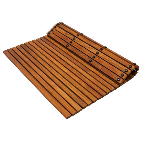Nordic Style Oiled Teak String Mat With Rubber Footing 30″ x 30″