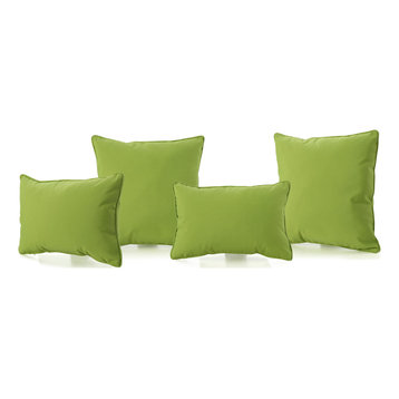 GDF Studio Corona Outdoor Patio Water Resistant Pillows, Green, 4 Piece Set