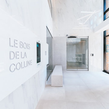 Magnificent Timeless Condominium Entrance. Custom-Built Intercom Furniture.