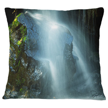Amazing White Water Cascade Landscape Printed Throw Pillow, 18"x18"