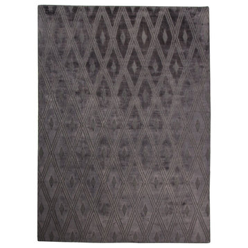 Modern Hand Knotted Rug, Gray, 9'x12'