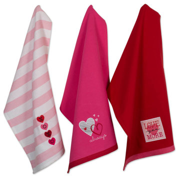 Asst Valentines Day Embroidered Dishtowels, Set Of 3
