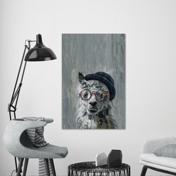 "Mad Hatter Llama" Painting Print on Wrapped Canvas