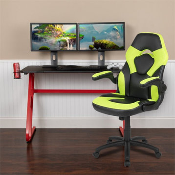 Flash Furniture 2 Piece Z-Frame Gaming Desk Set in Red and Green