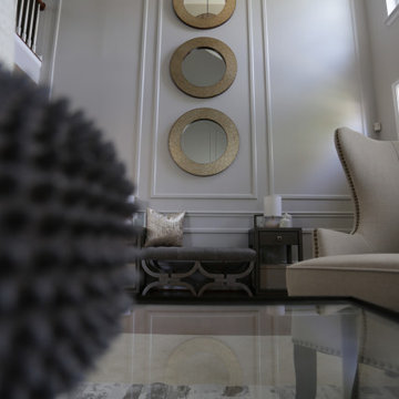 Cream Inspired Foyer, Dining, & Living Room