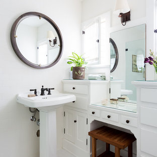 75 Beautiful Craftsman Bathroom With Glass Countertops Pictures